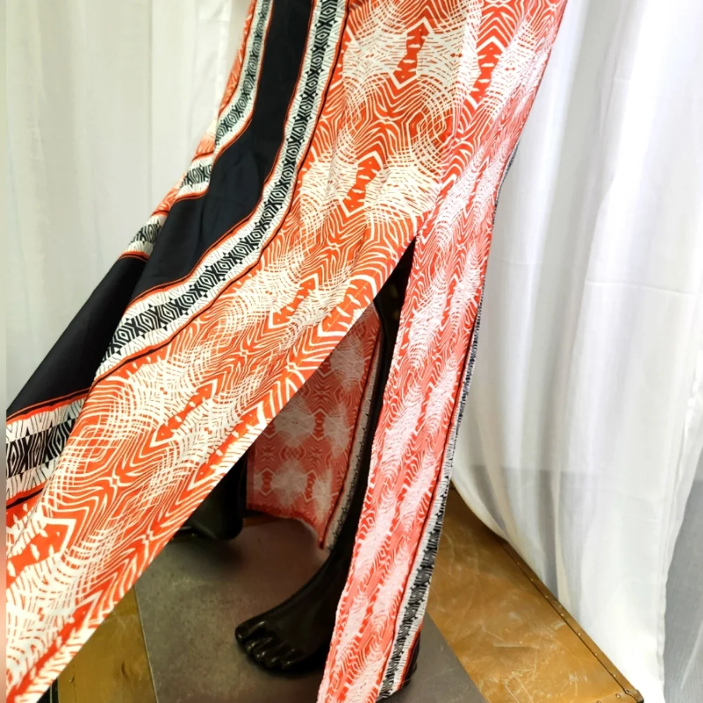 100% Silk Black and Orange Women's Skirt W/Side Slit -New W/ Tags - Picture 6 of 15
